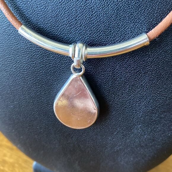 Sterling silver (?) & turquoise necklace - Picture 4 of 5